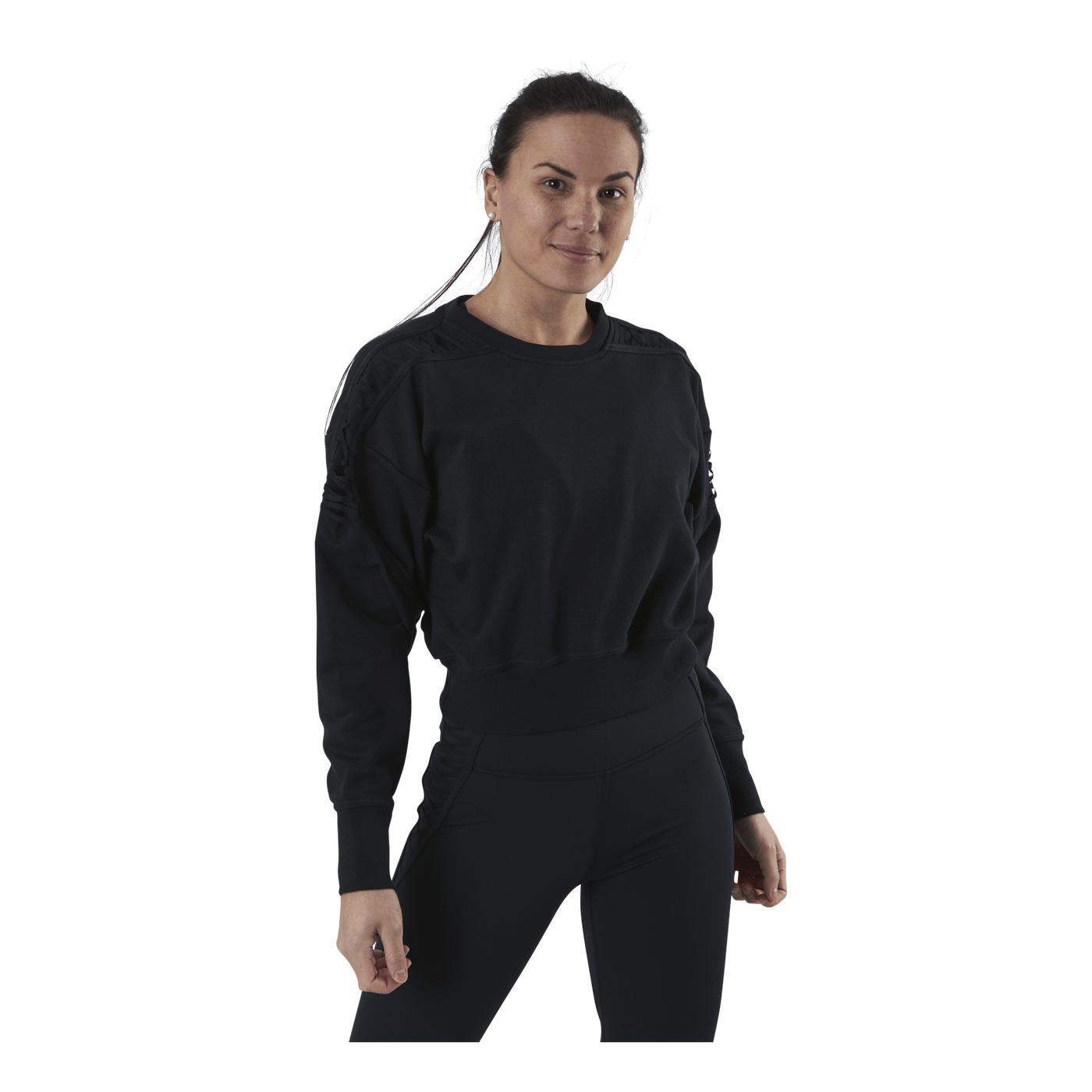 Therma Cropped Fleece LS Crew Black