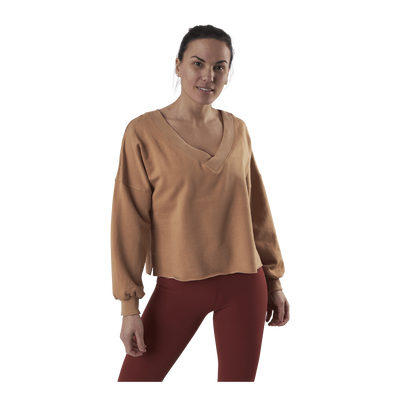 Yoga Off-Mat Fleece V-Neck Pink/White