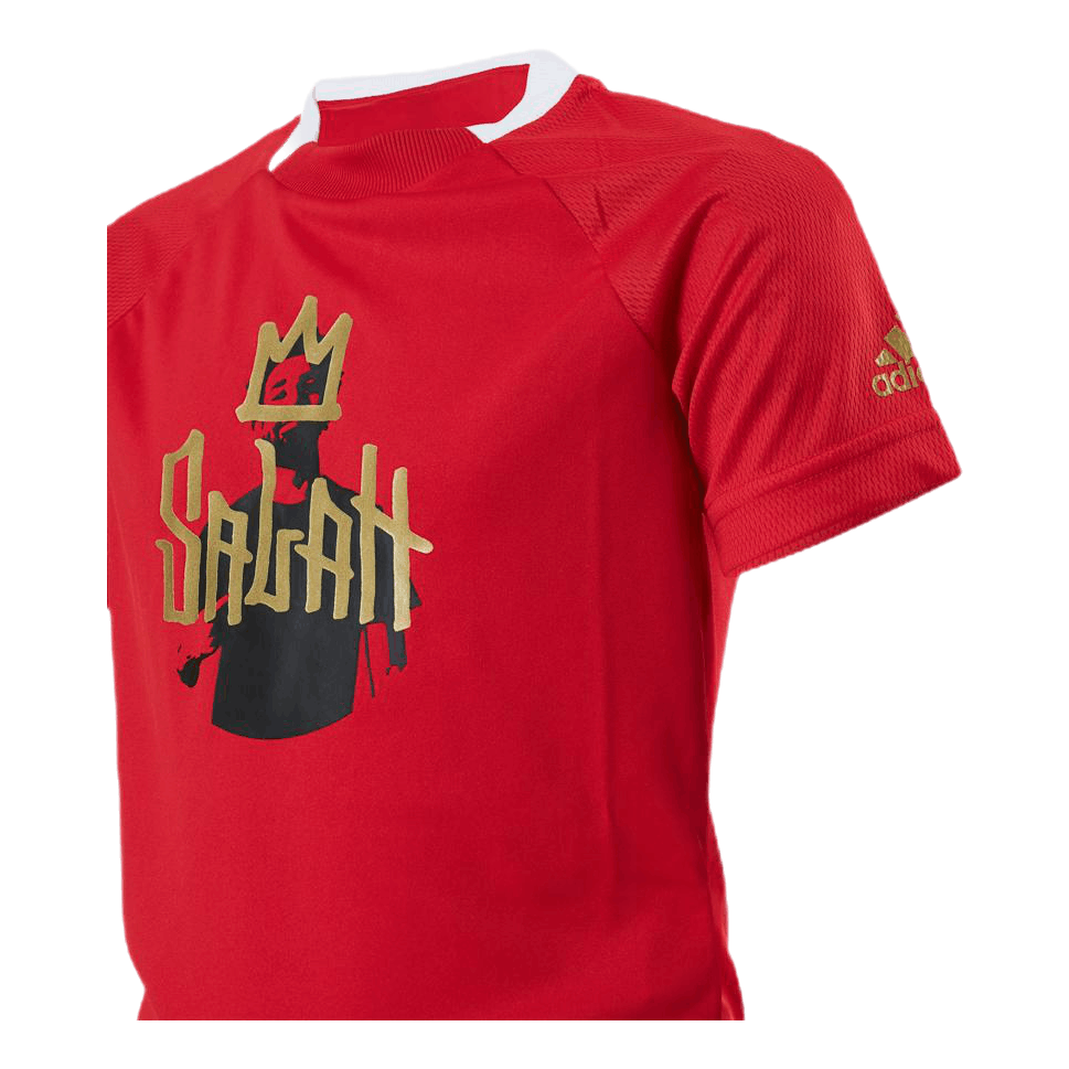 Boys Salah Aeroready Football T-Shirt Vivid Red / Gold Metallic