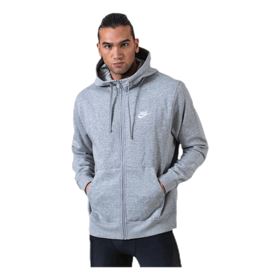 Sportswear Club Fleece Men's Full-Zip Hoodie DK GREY HEATHER/MATTE SILVER/WHITE