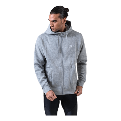 Sportswear Club Fleece Men's Full-Zip Hoodie DK GREY HEATHER/MATTE SILVER/WHITE