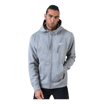 Sportswear Club Fleece Men's Full-Zip Hoodie DK GREY HEATHER/MATTE SILVER/WHITE