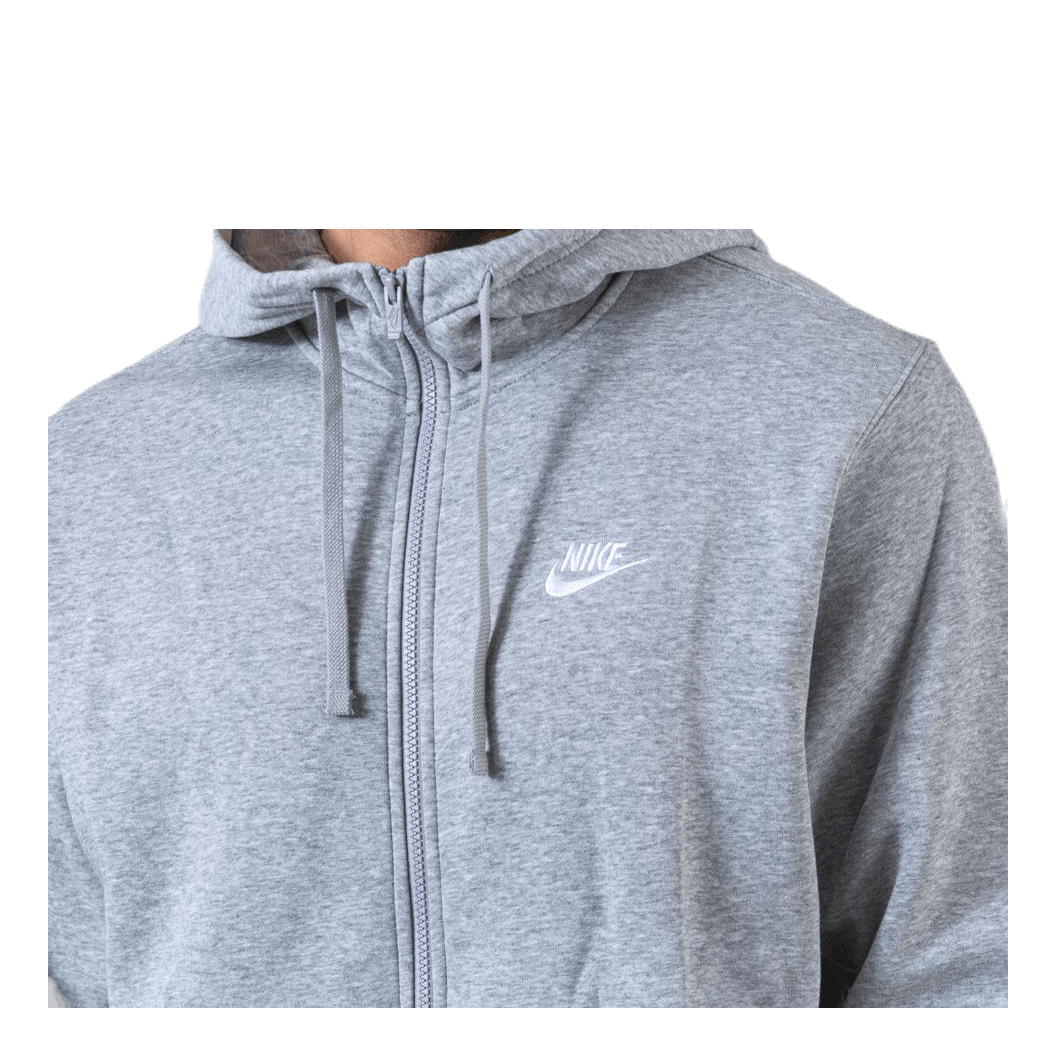 Sportswear Club Fleece Men's Full-Zip Hoodie DK GREY HEATHER/MATTE SILVER/WHITE