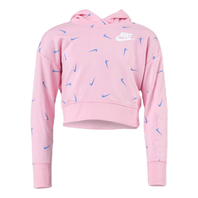 Swooshfetti Crop Hoodie Junior Pink/Blue