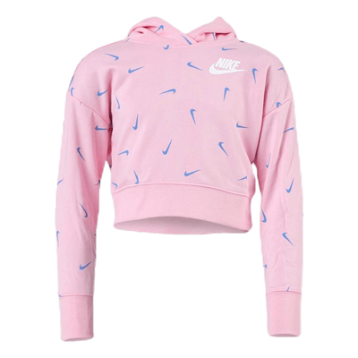 Swooshfetti Crop Hoodie Junior Pink/Blue