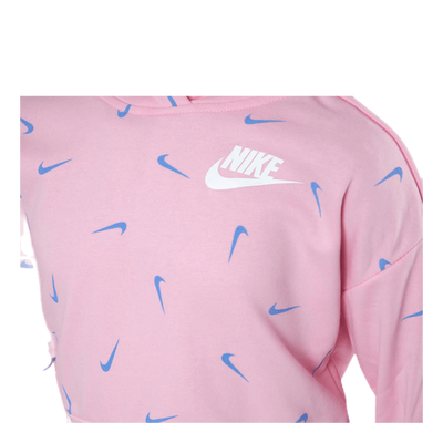 Swooshfetti Crop Hoodie Junior Pink/Blue