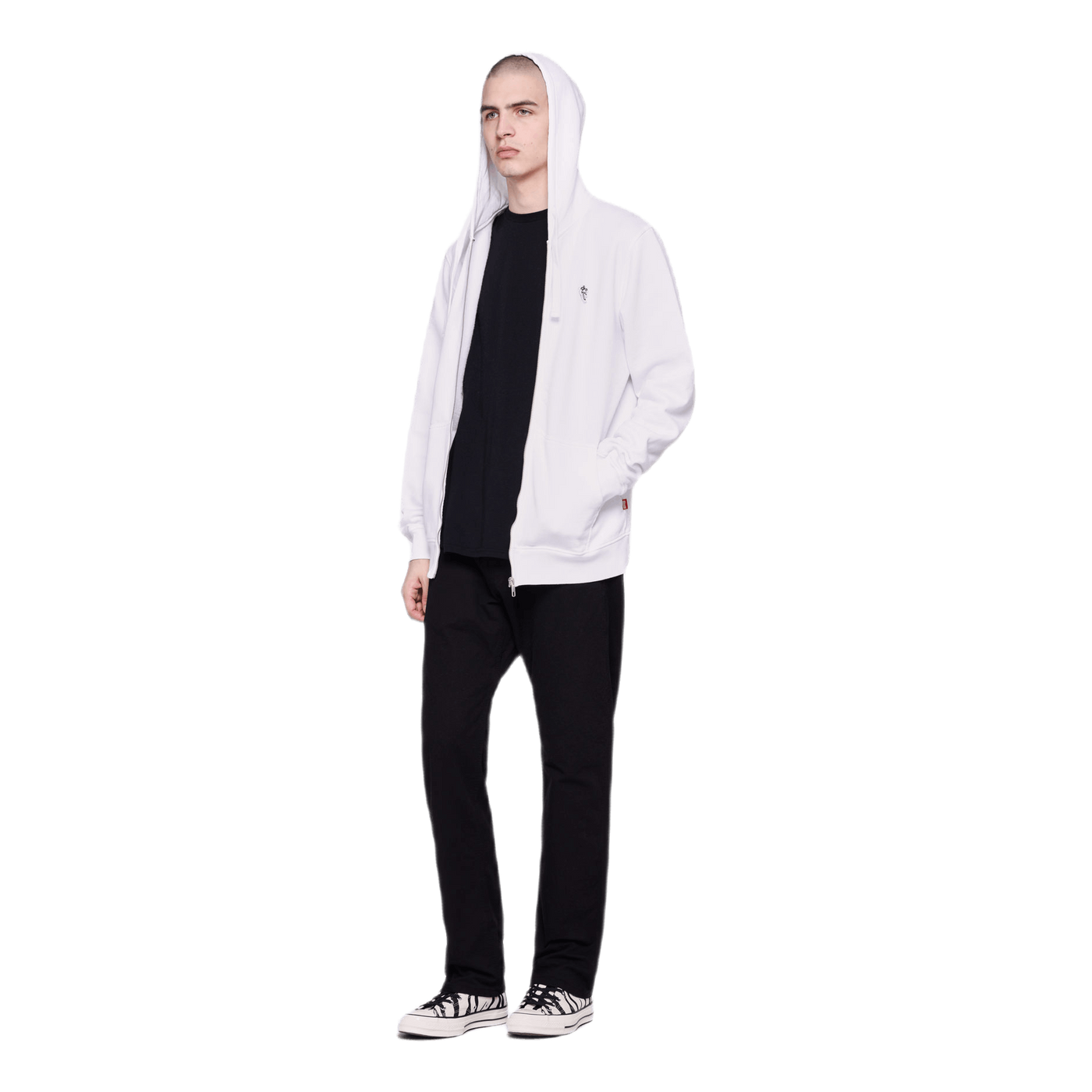 Palm Patch Zip Hoodie White