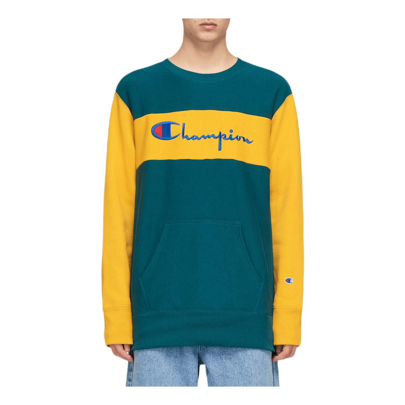 Color Block Crewneck Sweatshir Green