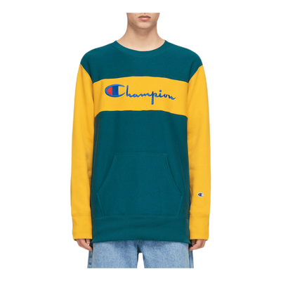 Color Block Crewneck Sweatshir Green