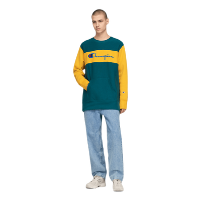 Color Block Crewneck Sweatshir Green