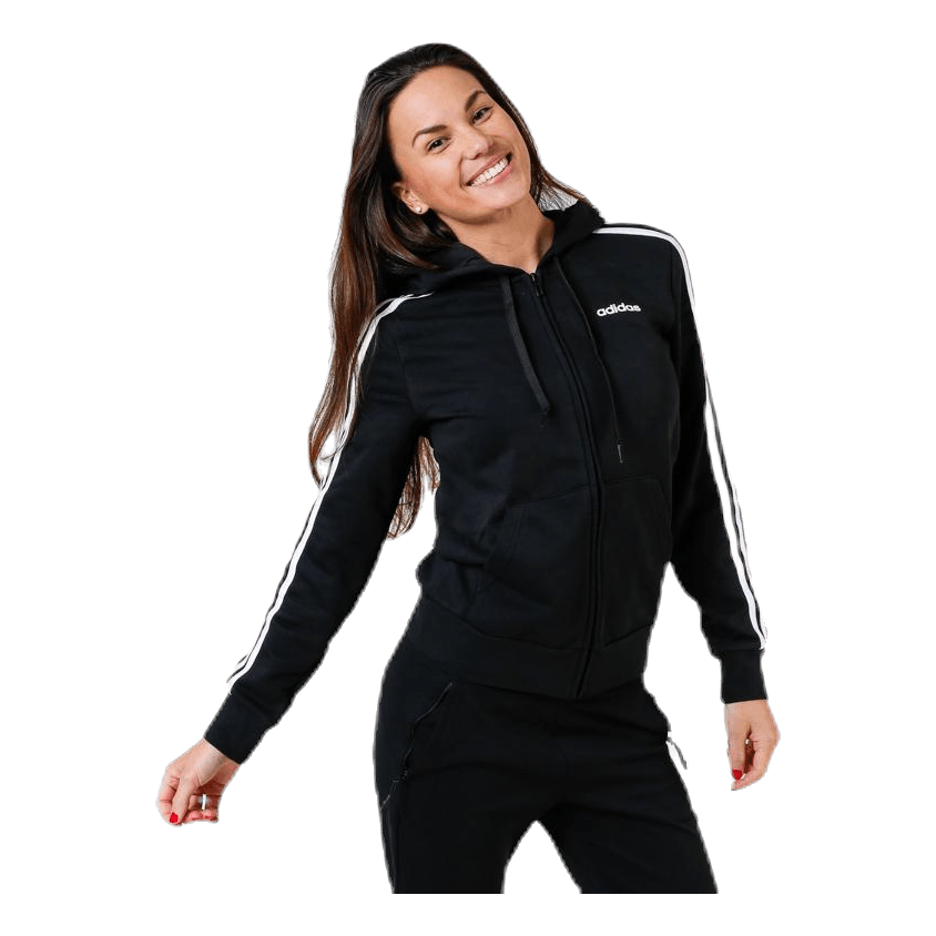 Essentials 3S Full Zip Hoodie Black / White