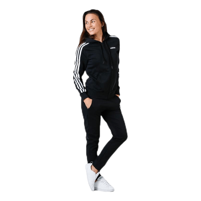 Essentials 3S Full Zip Hoodie Black / White