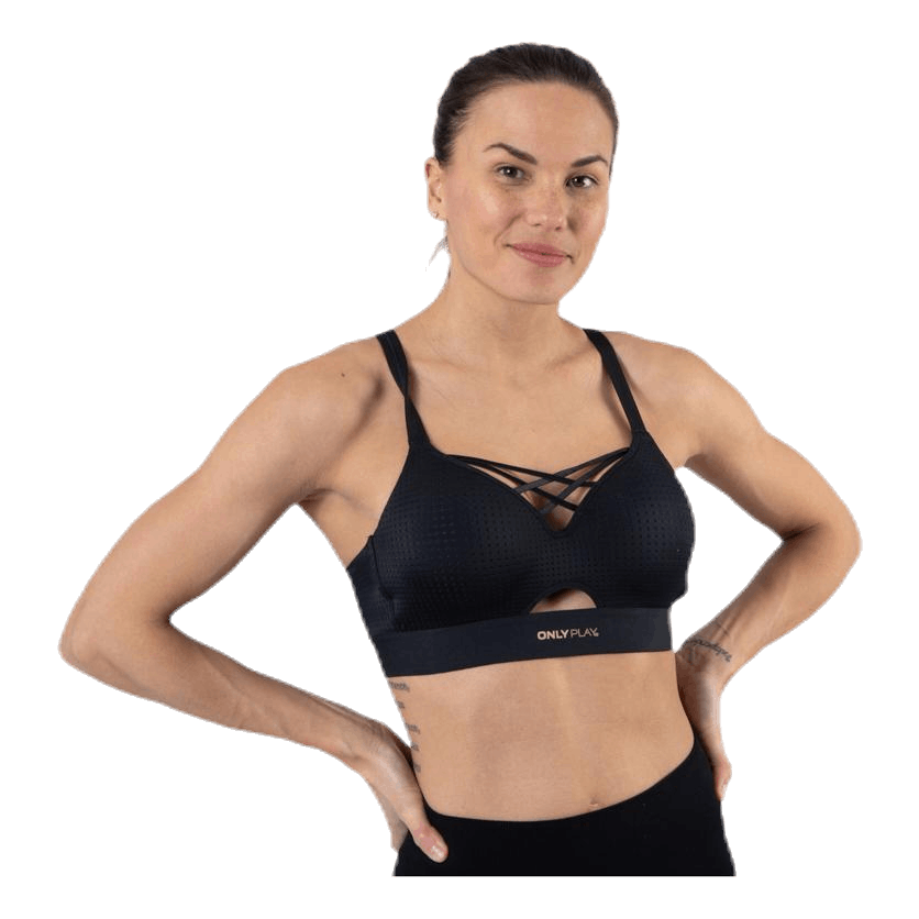 Jayda Metallic Sports Bra Black