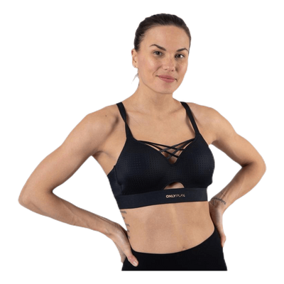 Jayda Metallic Sports Bra Black