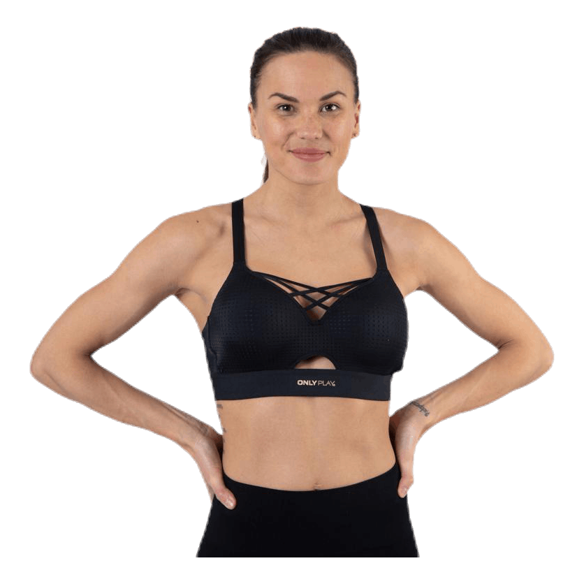 Jayda Metallic Sports Bra Black