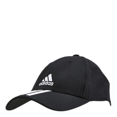 Baseball 3 Stripes Cap Cotton Twill Black / White / White