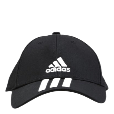 Baseball 3 Stripes Cap Cotton Twill Black / White / White