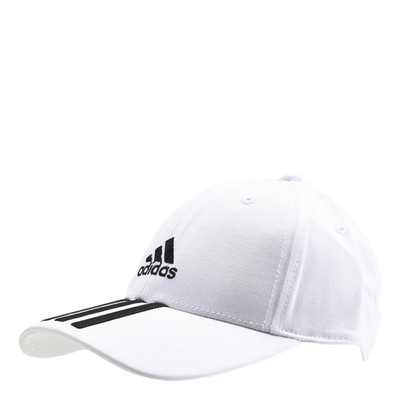 Baseball 3 Stripes Cap Cotton Twill White / Black / Black