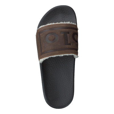 Faux-Shearling–Lined Suede Slide Snuff