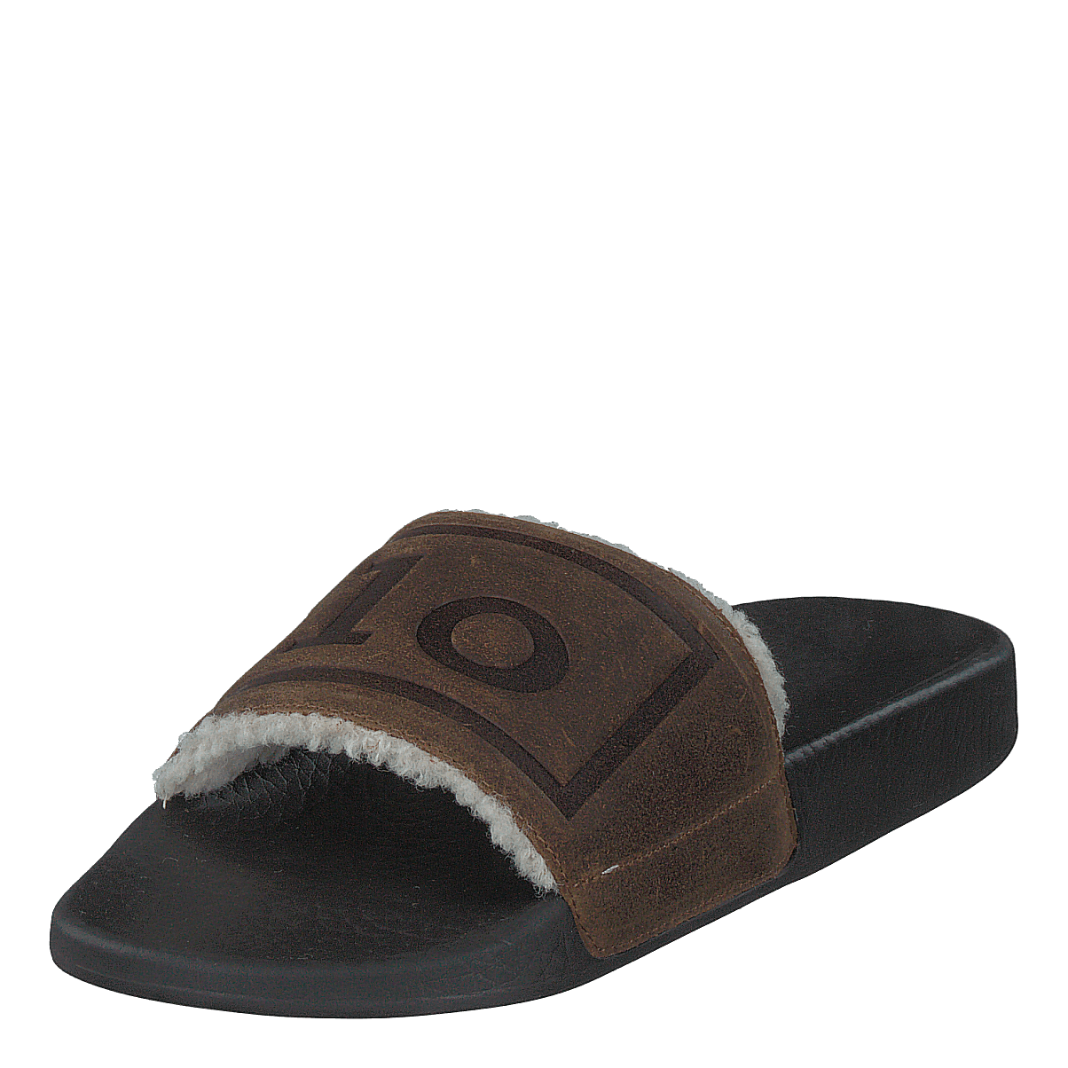 Faux-Shearling–Lined Suede Slide Snuff