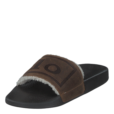 Faux-Shearling–Lined Suede Slide Snuff