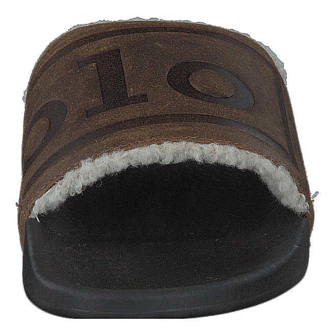 Faux-Shearling–Lined Suede Slide Snuff