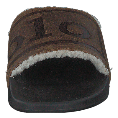 Faux-Shearling–Lined Suede Slide Snuff