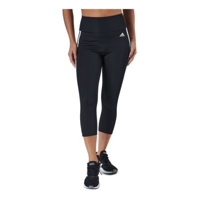 High Rise 3-Stripes 3/4 Sport Tights Black / White