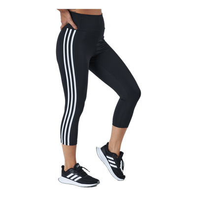 High Rise 3-Stripes 3/4 Sport Tights Black / White