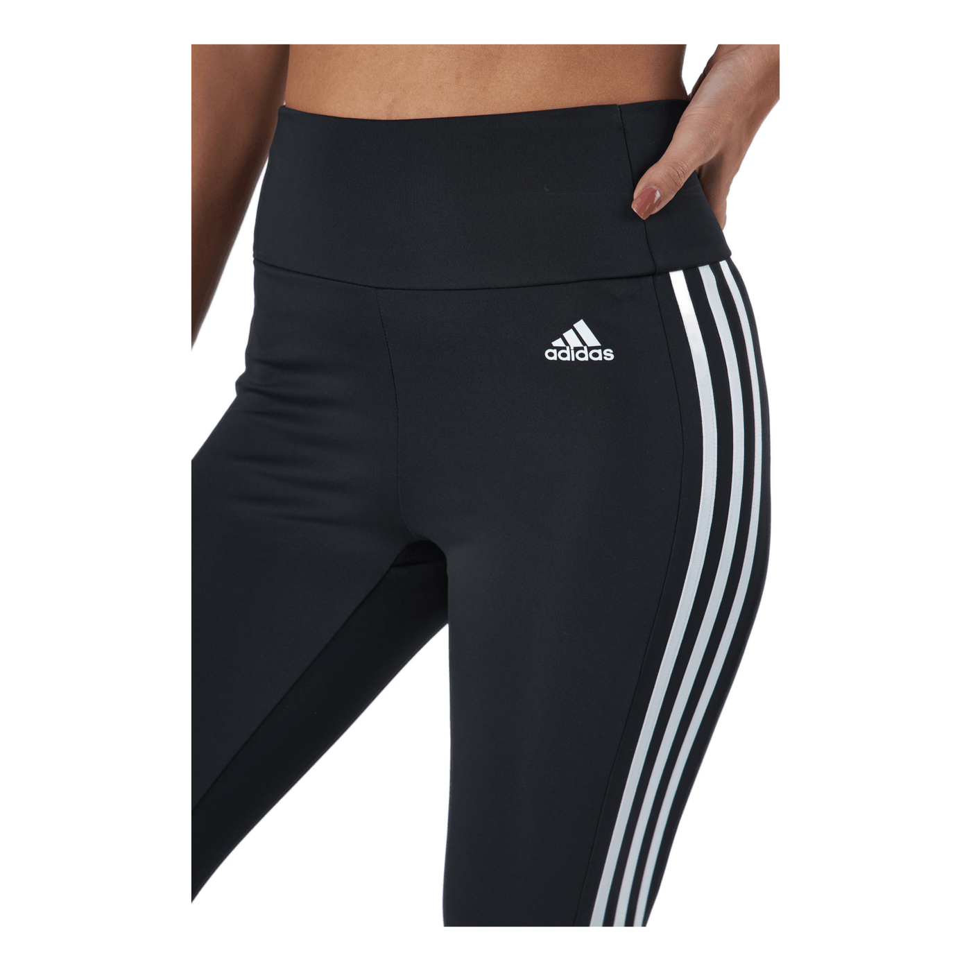 High Rise 3-Stripes 3/4 Sport Tights Black / White