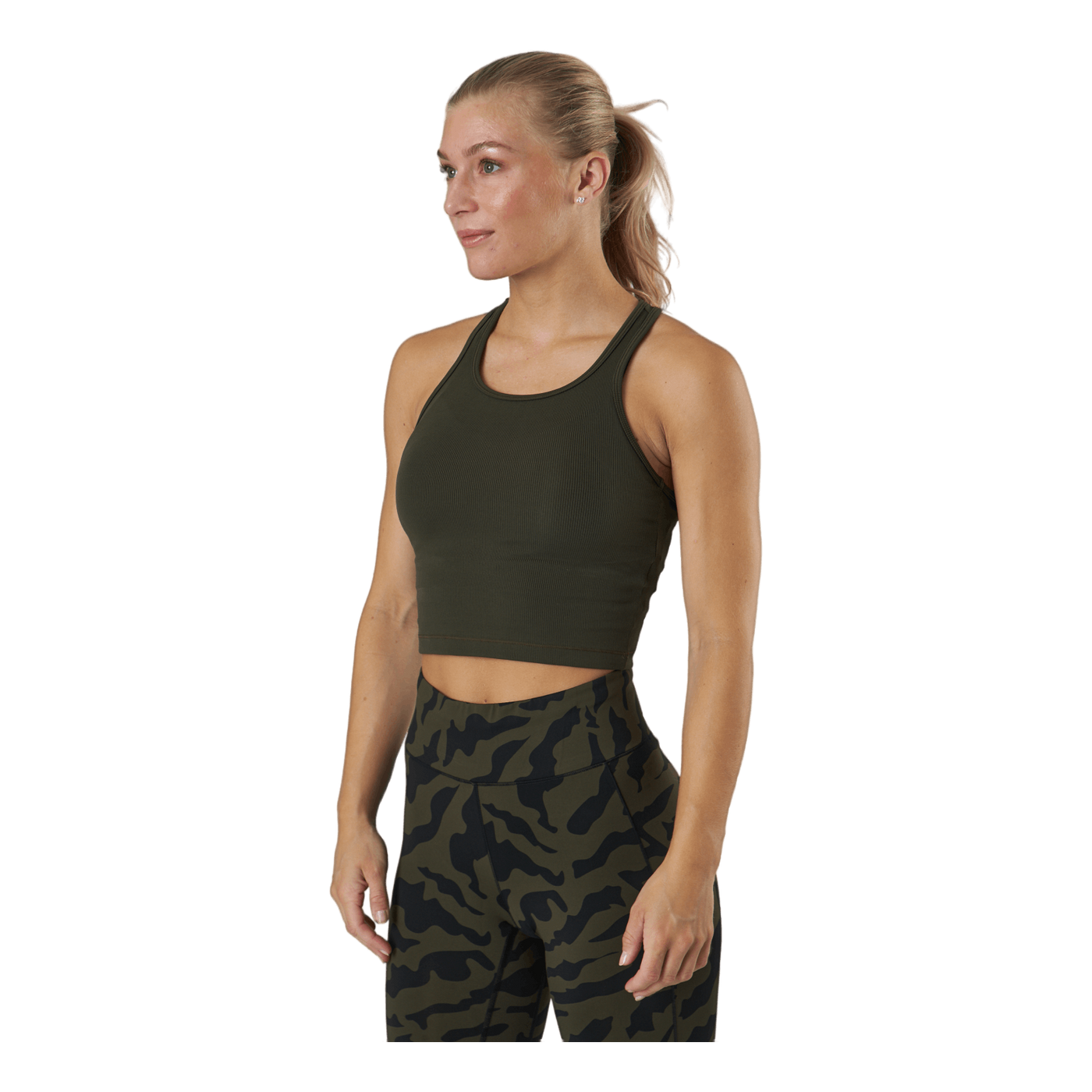 Bold Rib Crop Tank Forest Green