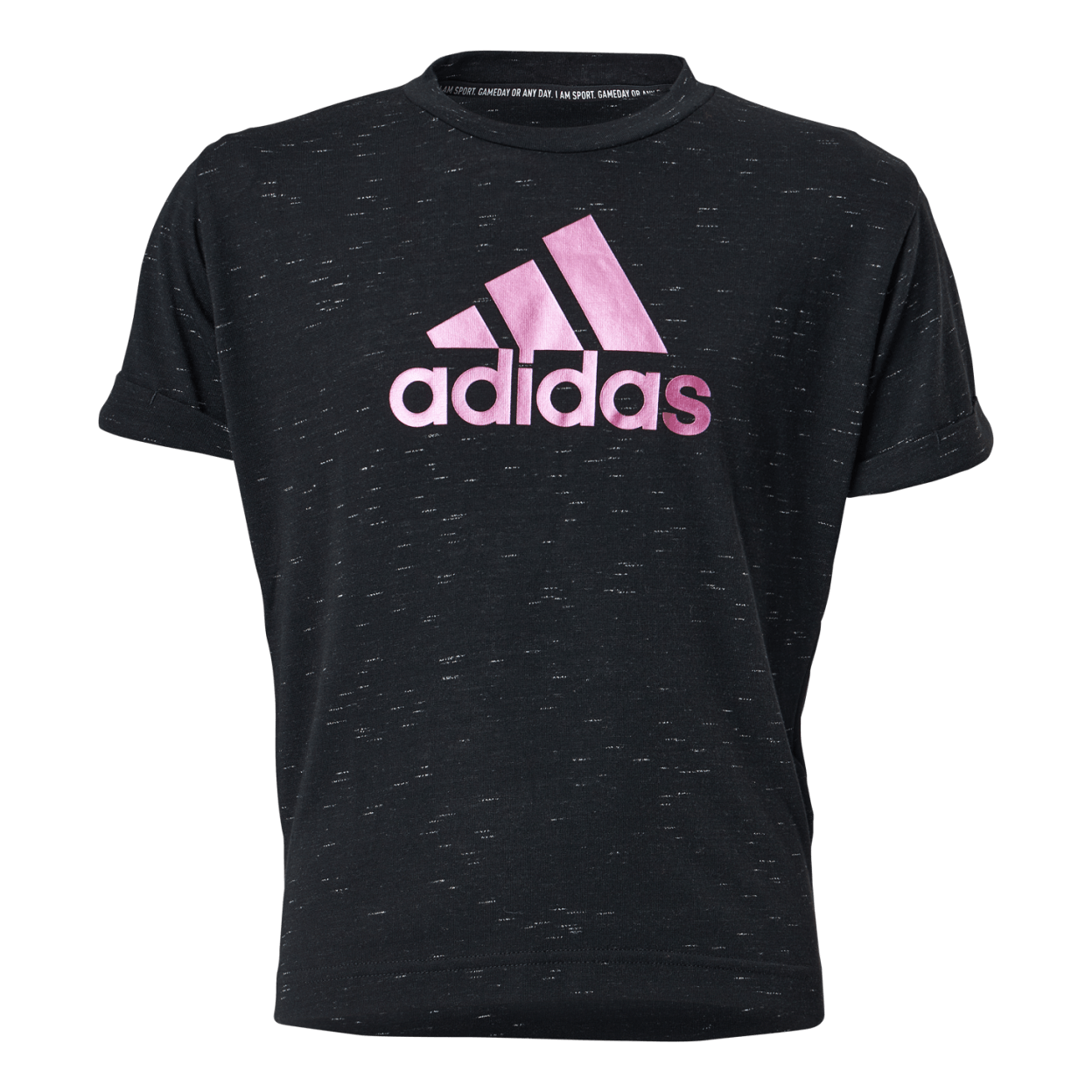 Girls Bos Tee Black Melange / Team Real Magenta