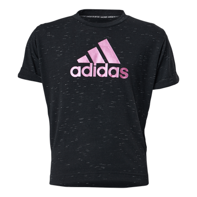 Girls Bos Tee Black Melange / Team Real Magenta