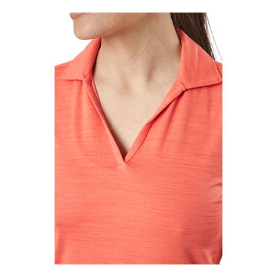 W Cloudspun Coast Sl Polo Hot Coral Heather