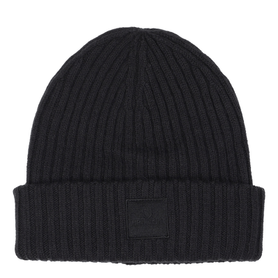 Alpha Square Rib Knit Beanie Black