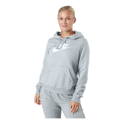 Sportswear Club Fleece Women's Logo Pullover Hoodie DK GREY HEATHER/WHITE