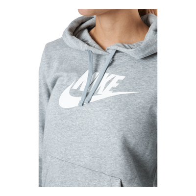 Sportswear Club Fleece Women's Logo Pullover Hoodie DK GREY HEATHER/WHITE