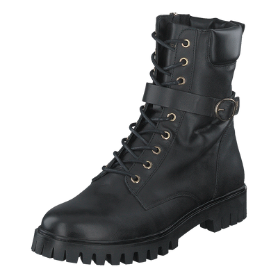 Buckle Lace Up Boot Black