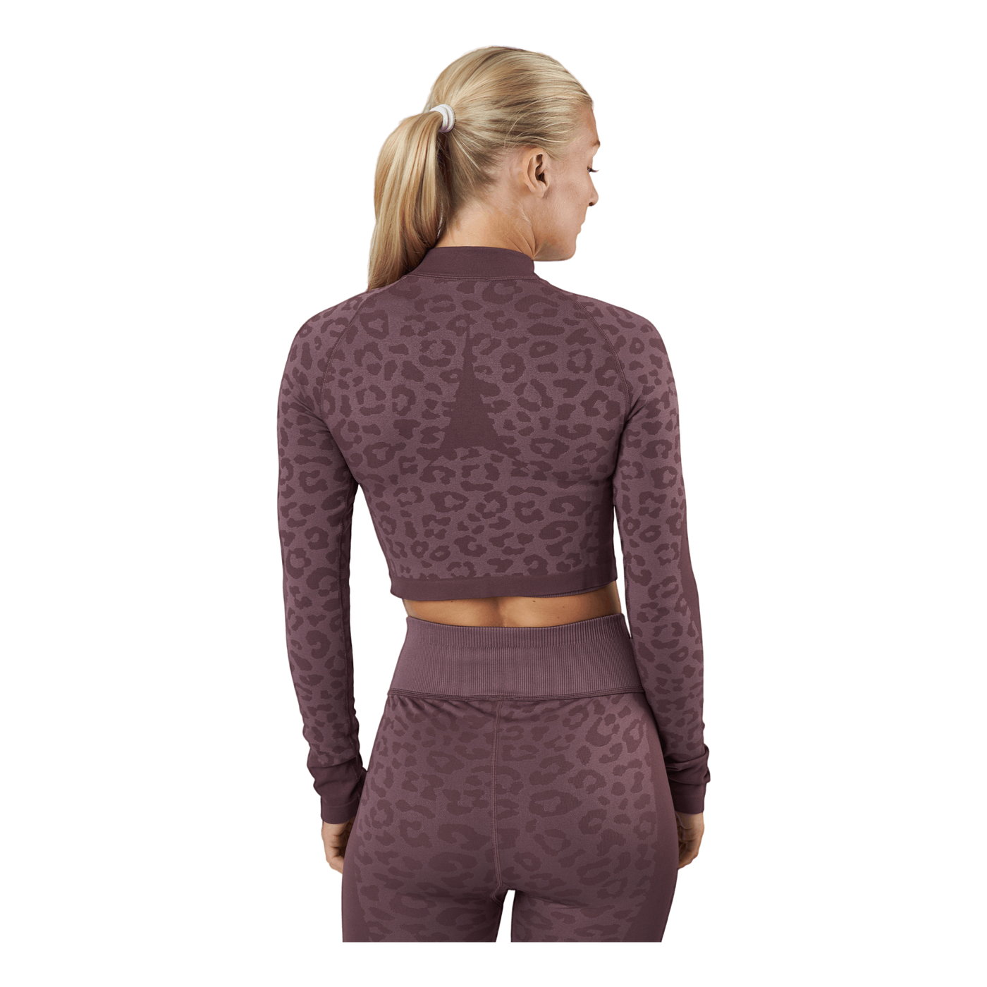 Formknit Seamless Cropped 1/4  Dusty Plum-leopard Print