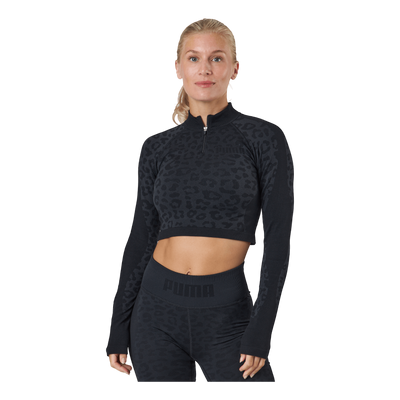 Formknit Seamless Cropped 1/4  Puma Black-leopard Print