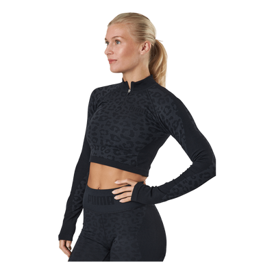 Formknit Seamless Cropped 1/4  Puma Black-leopard Print