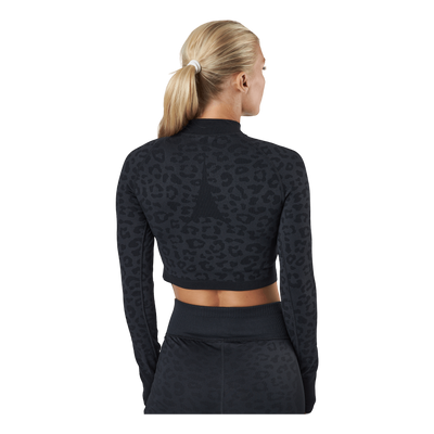 Formknit Seamless Cropped 1/4  Puma Black-leopard Print