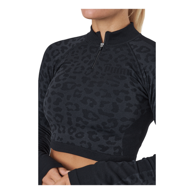 Formknit Seamless Cropped 1/4  Puma Black-leopard Print