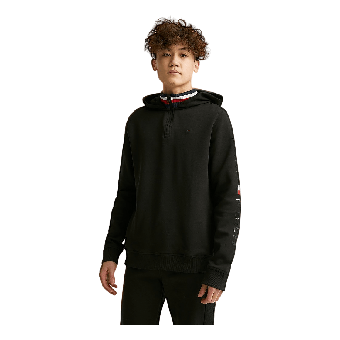 Tonal Aw Double Collar Hoodie Black