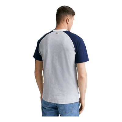 Relaxed Fit Logo Tee 44q Silver Chine/navy Blue