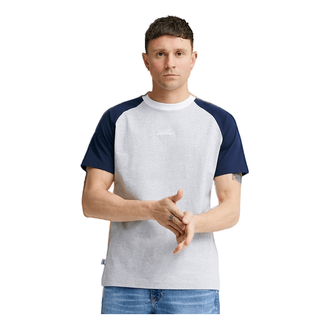 Relaxed Fit Logo Tee 44q Silver Chine/navy Blue