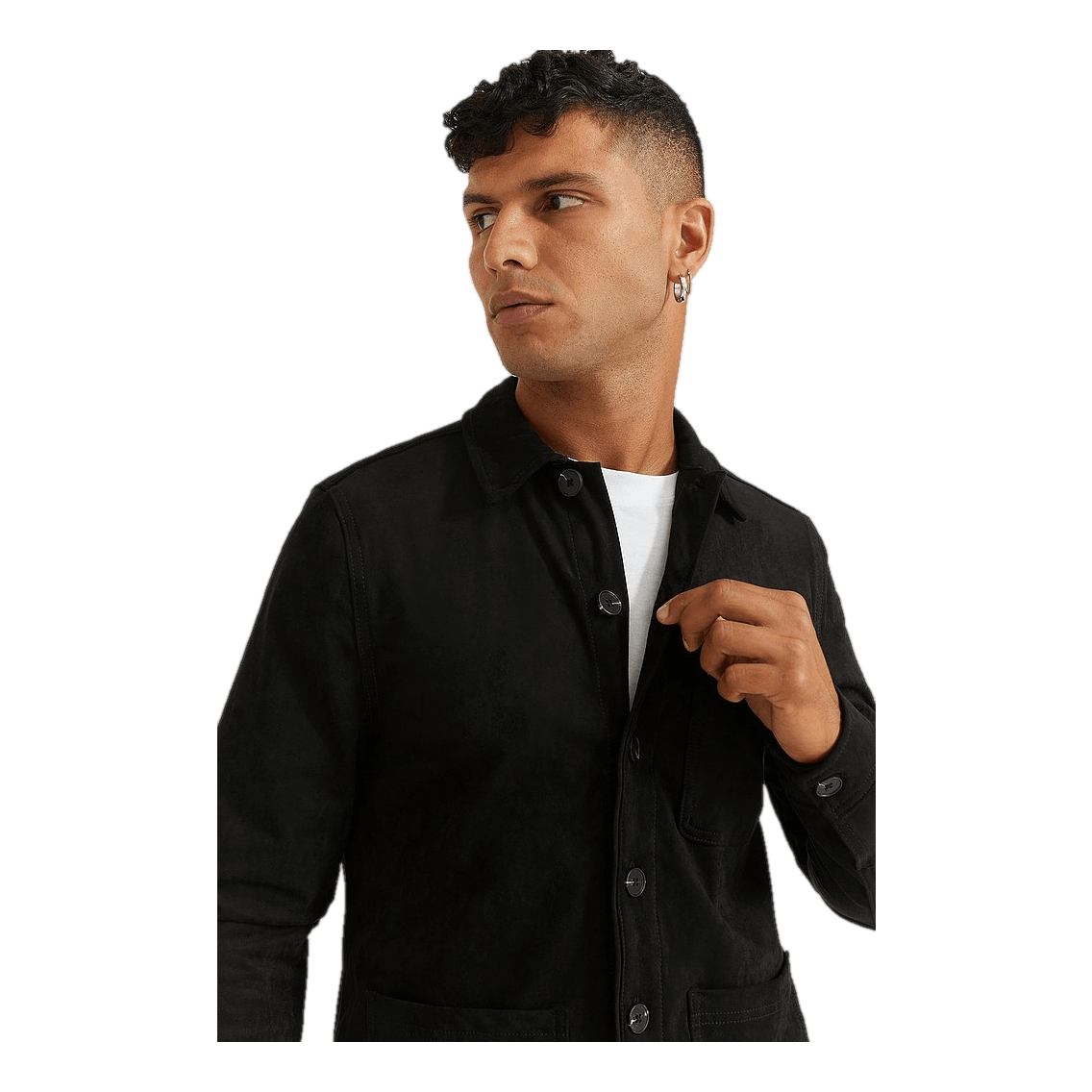 Favourite Fake Suede Overshirt Black