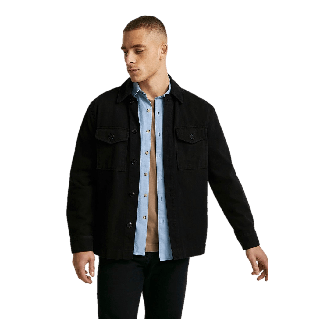 Relaxed Twill Overshirt Black