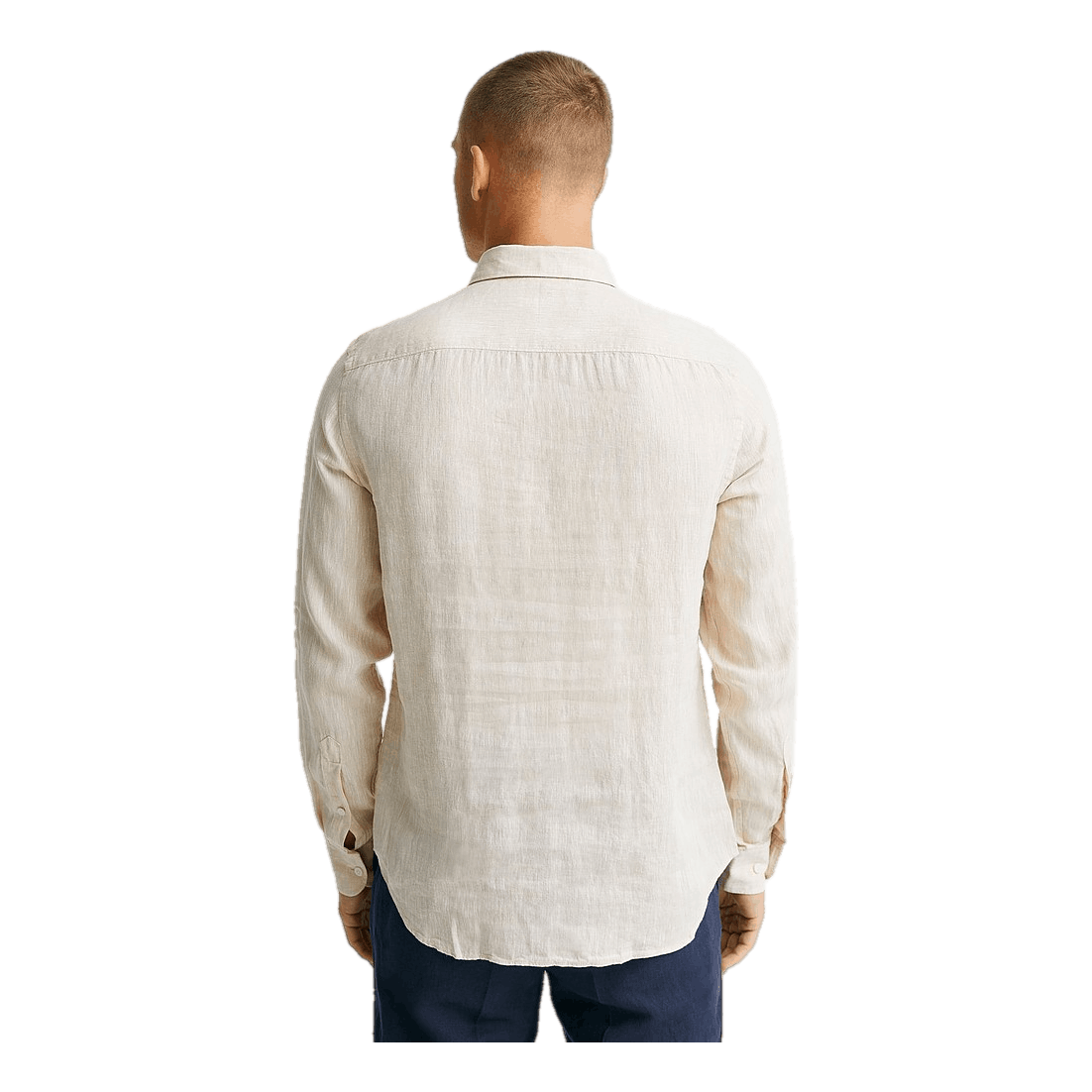 Linen Melange- Ls Slim Shirt Safari Beige