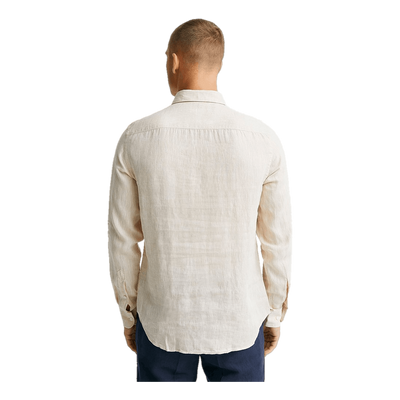 Linen Melange- Ls Slim Shirt Safari Beige
